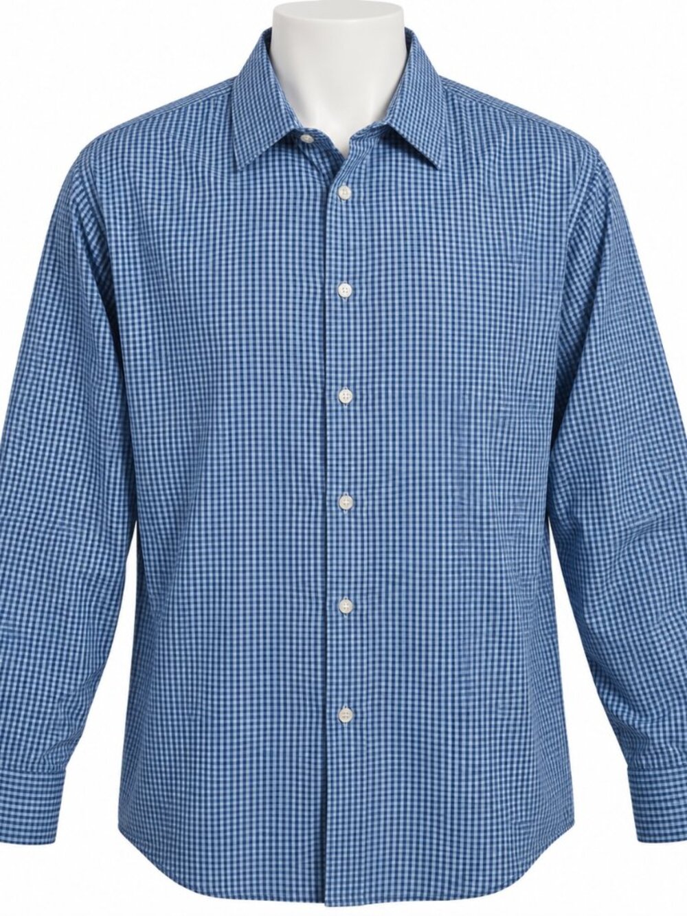 COVINGTON MENS BLUE WHITE GINGHAM CHECK LONG SLEEVE BUTTON DOWN SHIRT -2XL